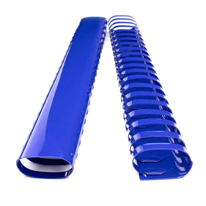 Anneau reliure plastique ovale bleu, 21 trous, diamètre 51 mm, capacité 450 feuilles, boîte de 50