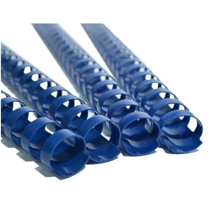 Anneau reliure plastique rond, bleu, 21 trous, diamètre 22 mm, capacité 180 feuilles, boîte de 50