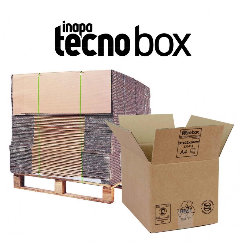 TECNOBOX, caisse double cannelure, L31 x l22 x h30 cm, format A4, par 800 sur palette