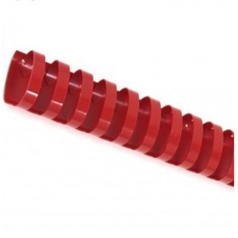 Anneau reliure plastique ovale, rouge, 21 trous, diamètre 38 mm, capacité 340 feuilles, boîte de 50
