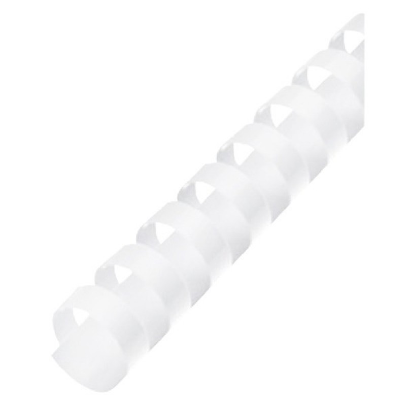 Anneau reliure plastique rond, blanc, 21 trous, diamètre 14 mm, capacité 100 feuilles, boîte de 100