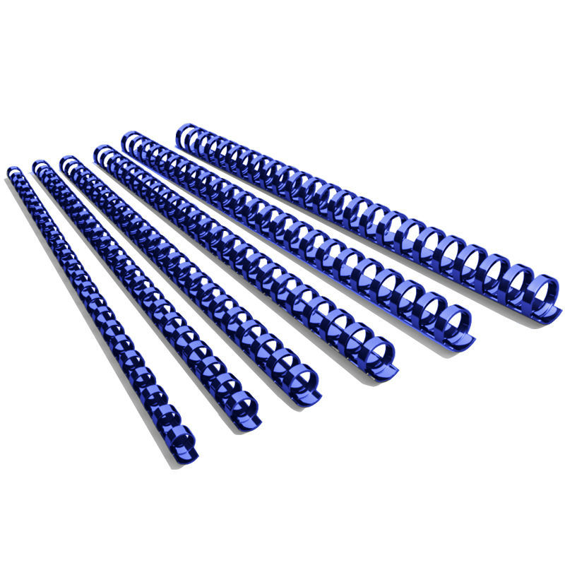 Anneau reliure plastique rond, bleu, 21 trous, diamètre 14 mm, capacité 100 feuilles, boîte de 100