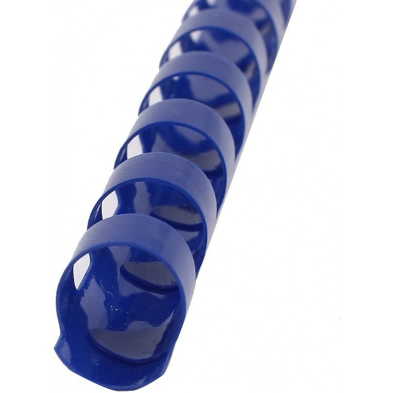 Anneau reliure plastique rond, bleu, 21 trous, diamètre 16 mm, capacité 120 feuilles, boîte de 100