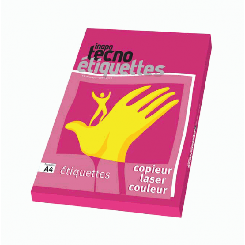 TECNO, étiquette vélin orange fluo, prédécoupée, 70x37mm, 24 étiq./planche, boîte 2400 étiq.