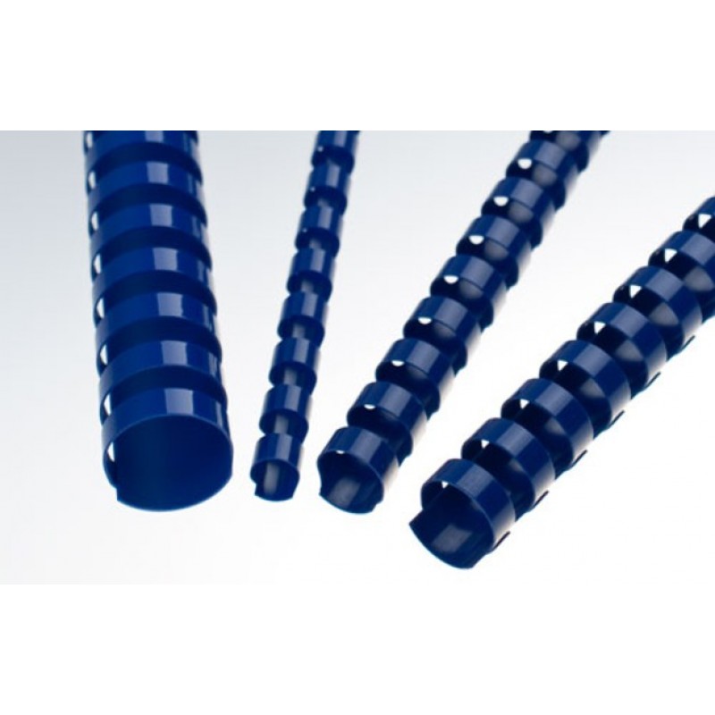 Anneau reliure plastique rond, bleu, 21 trous, diamètre 16 mm, capacité 120 feuilles, boîte de 100