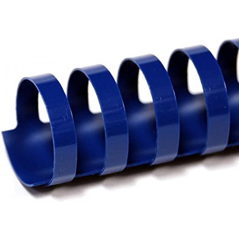 Anneau reliure plastique rond, bleu, 21 trous, diamètre 19 mm, capacité 150 feuilles, boîte de 100
