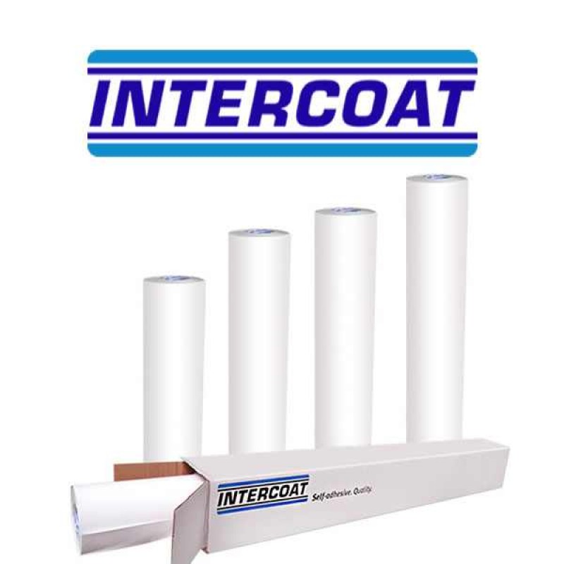 INTERCOAT, vinyle adhésif monomère mat, permanent, 100µ, colle transp, L1050mm, long. 50m, Ø3